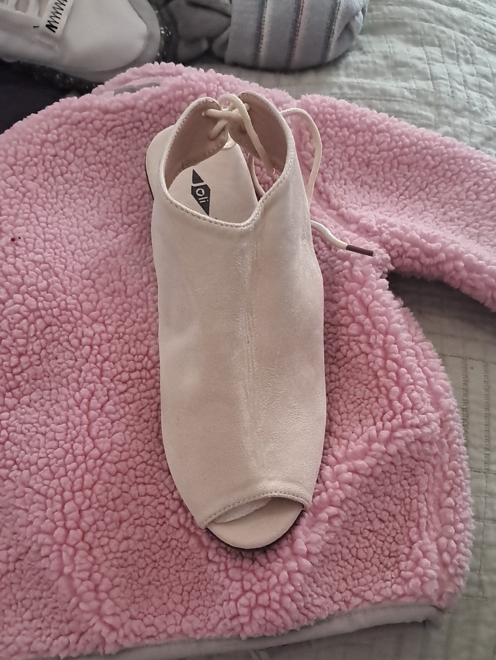 Women's Blush Suede Open-Toe Lace-Up Bootie - Unbranded